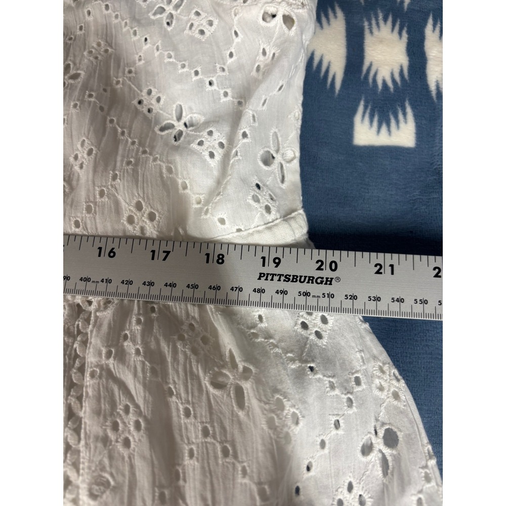 Sundance White Eyelet Lace Tiered Midi Dress Sleeveless Button Front Boho New - Picture 8 of 12